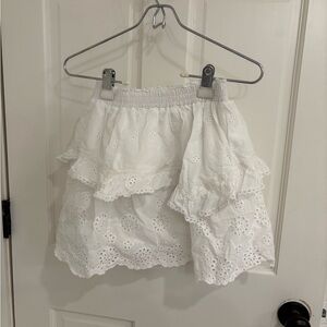 Katie J NYC Girls Large White Eyelet Ruffle Skirt
